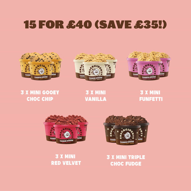 15 FOR £40 (SAVE £50!) - EDIBLE COOKIE DOUGH 150G MINI TUBS + FREE DELIVERY